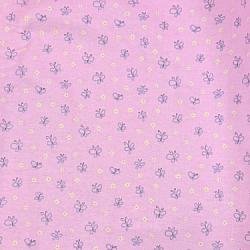 Tiny Purple Butterflies on Pink Flannel