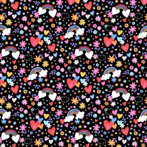 Playtime Flannel Hearts and Rainbows Black MASF10451-J
