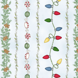Christmas Joys Garland Stripe Blue Flannel - 10" Remnant