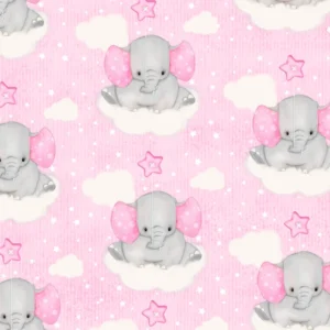 Comfy Cutest Baby Elephant Cloud Pink Flannel