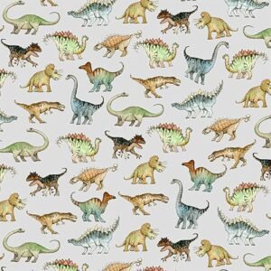 Comfy Realistic Dinosaurs Gray Flannel - 17" Remnant