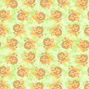 Comfy Lion and Cub on Light Green Flannel