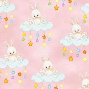 Comfy Cutest Bunnies on Clouds Flannel