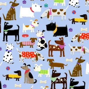 Comfy All Dogs on Blue Flannel