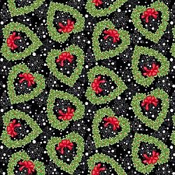 Snow Place Like Home Heart Wreath Black Flannel F5710-96