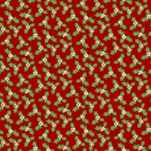 Snow Place Like Home Tossed Holly Leaves Red Flannel F5711-86