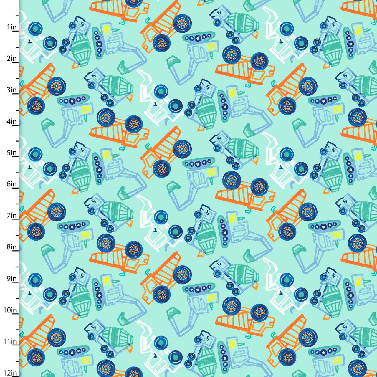 Dump Dig Rumble Busy Builders Turquoise Flannel 3WI24703-TRQ - Image 2