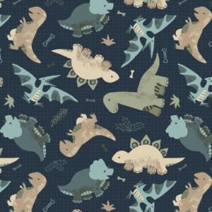 Fantastic Going Dino Navy Flannel